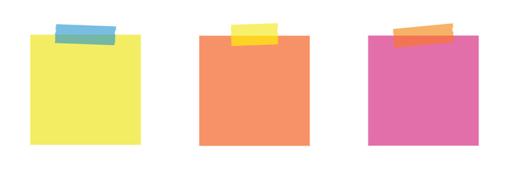 Naklejka na ściany i meble Sticky note icon set for reminder, memo, message, checklist, office stationery and planning app vector illustration isolated on transparent background