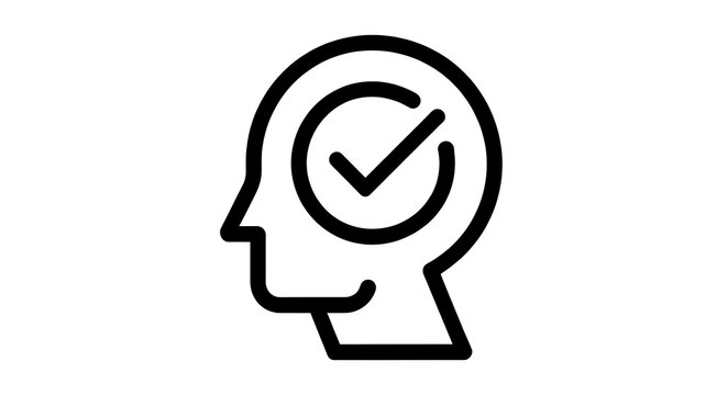 Human head profile with check mark icon