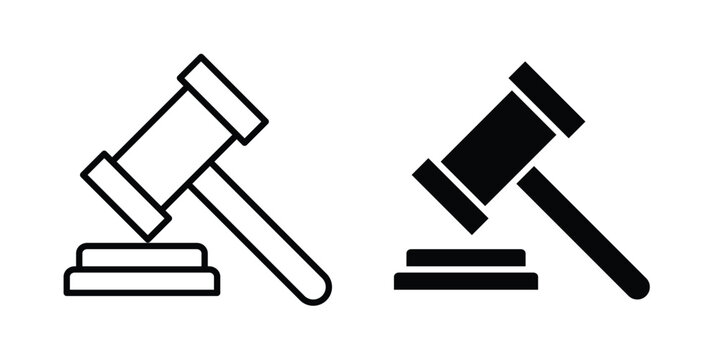 auction hammer icon outline artwork set