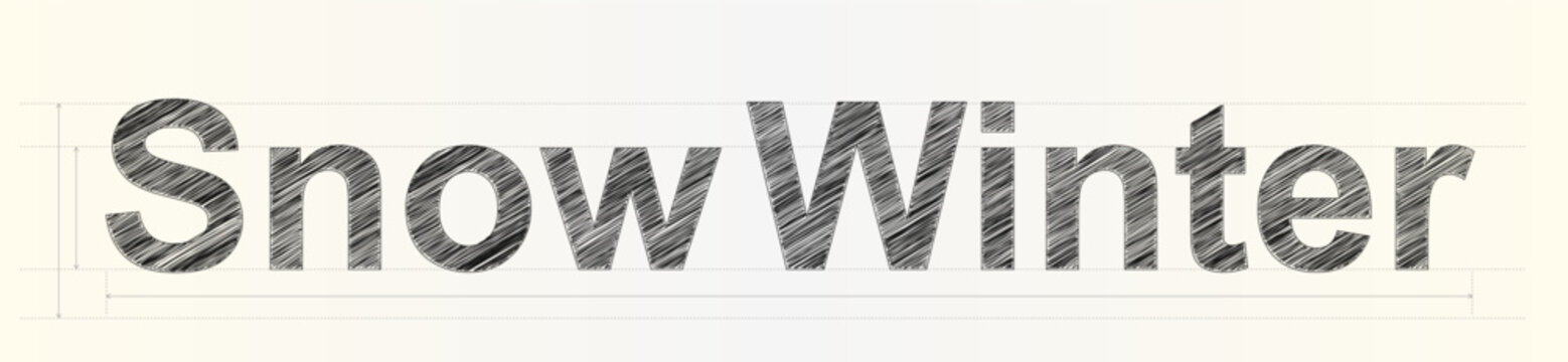 Creative handwritten style text typography featuring the inspirational words Snow Winter for seasonal design project themes