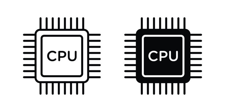 Processor icon outline artwork set