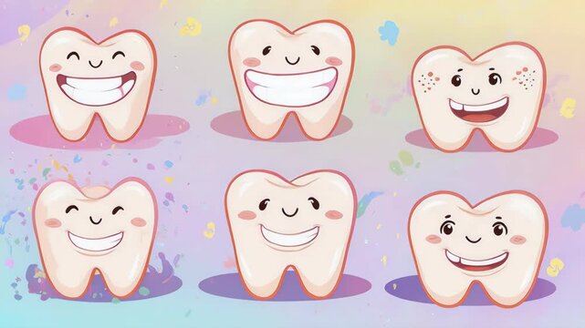 Cute cartoon-style smiling teeth