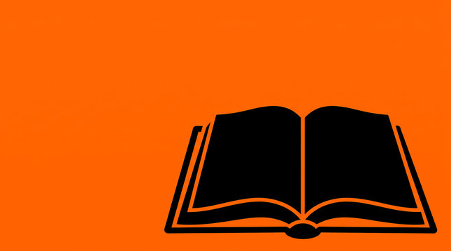 Minimalist flat vector style halloween background with open spell book on right, empty copy space template for online course thumbnail