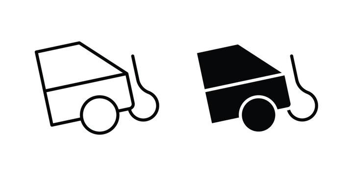 Towed car icon outline artwork set