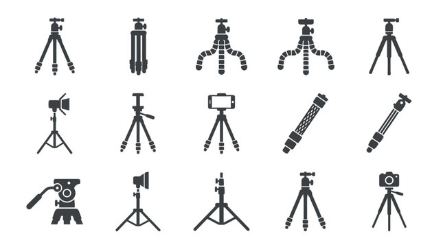 Camera tripod and monopod stabilizer equipment icons.