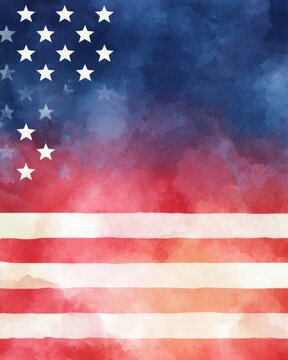 Soft Watercolor American Flag Background for patriotic american design