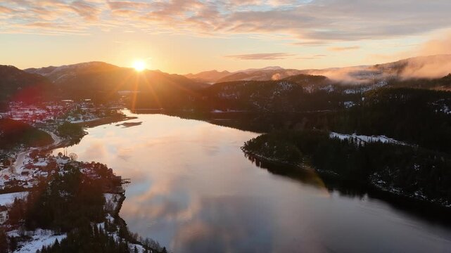 Norway Bangsund Namsen Fjorden Sm&aring;b&aring;thavn Fjalbotnet Kj&oslash;ls&oslash;ya Island Tr&oslash;ndelag 4K Aerial Drone
