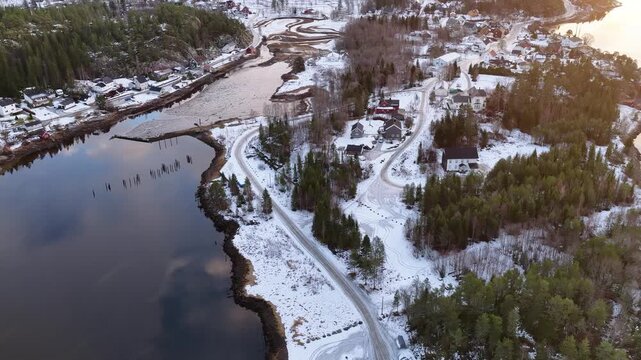 Norway Bangsund Namsen Fjorden Sm&aring;b&aring;thavn Fjalbotnet Kj&oslash;ls&oslash;ya Island Tr&oslash;ndelag 4K Aerial Drone