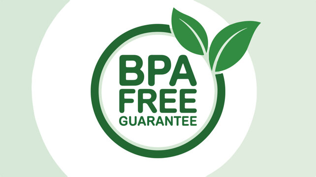 Bpa free guarantee vector illustration featuring organic green leaves inside a circular badge symbol for healthy eco friendly product packaging