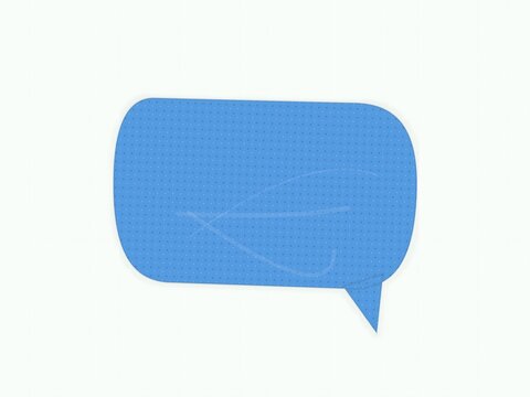 Blue speech bubble with dotted pattern