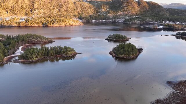 Norway Bangsund Namsen Fjorden Sm&aring;b&aring;thavn Fjalbotnet Kj&oslash;ls&oslash;ya Island Tr&oslash;ndelag 4K Aerial Drone
