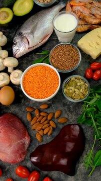 Foods that contain B vitamins. Selective focus.