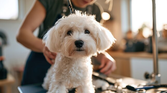 Professional dog grooming. Bathing, haircut, and brushing with loving care for pets.