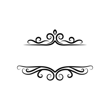 calligraphic text separator with decorative curls, monogram for text