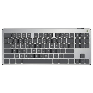 Compact wireless computer keyboard illustration top view