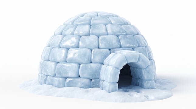 3d cartoon 3d rendering of an igloo, a traditional snow and ice dwelling, isolated on white background
