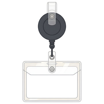 Retractable ID card holder badge reel illustration