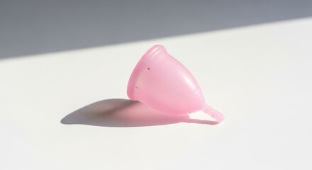 Fototapeta premium Pink Menstrual Cup with Soft Shadow on White Background