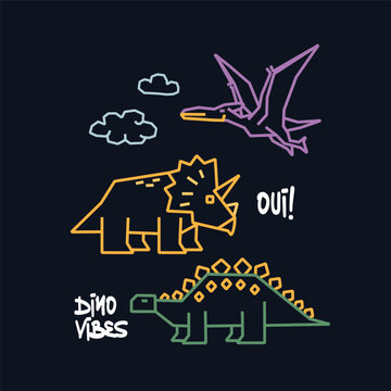 Cute Colorful Baby Dinosaur Vector Illustration