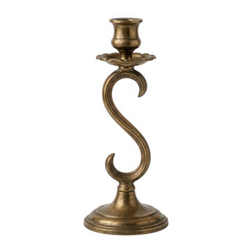 Vintage brass candlestick ornamental transparent lighting interior on transparent background