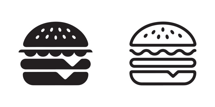 Two hamburger icons in silhouette and outline on checkered background.
