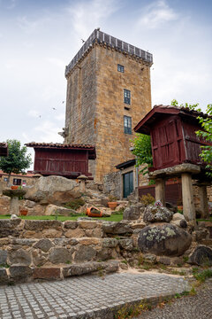 Medieval tower in the picturesque village of Vilanova dos Infantes in Celanova, Galicia, Spain