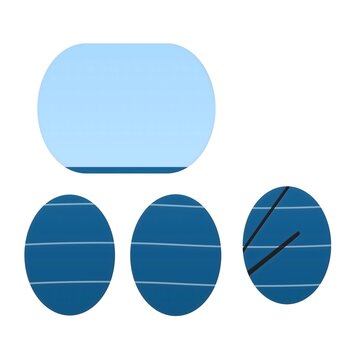 Blue planet with crack lines and three views of uranus