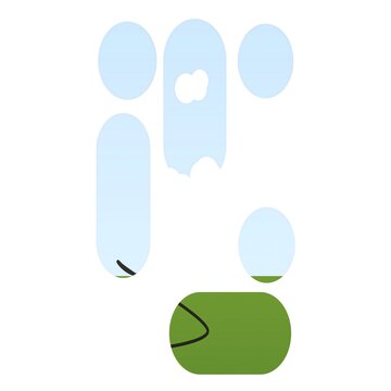 Flat design abstract shapes with green base and blue elements