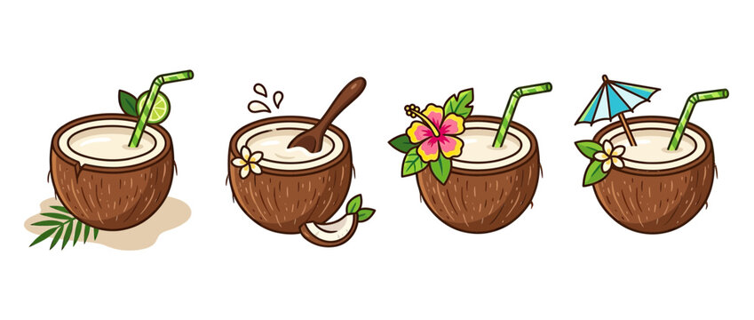 Tropical Coconut Drinks with Tropical Decorations