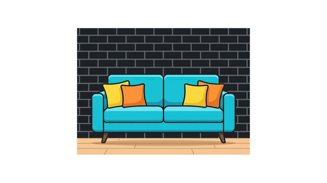 Turquoise Sofa with Colorful Cushions in Modern Room