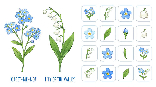 Watercolor Spring Flowers Collection