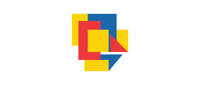 Abstract geometric shapes overlap, colorful flat design