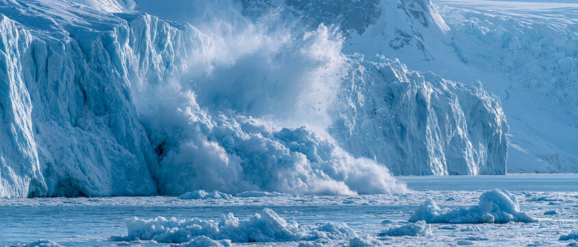 Glacier Ice Melting: Aerial View of Nature's Spectacular Climate Impact on Arctic Landscapes and Ecosystems
