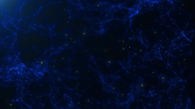 Mobile abstract node mesh visual deep blue polygon connections, glowing points, subtle gold spark particles. vertical tech posts, app promos, AI clips, science explainers, motion story backgrounds.