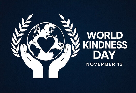 World kindness day celebration graphic with globe and heart illustration for kindness awareness campaign
