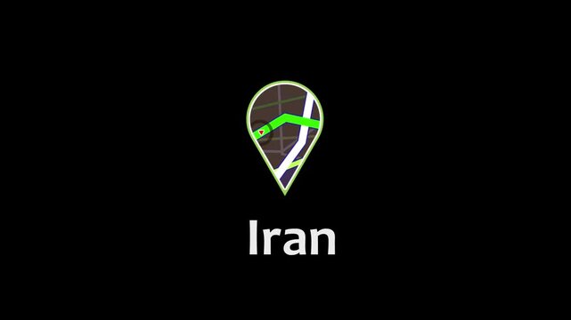 Iran Map Road Direction Location Pin Icon Animation Map Road Direction Icon Animation