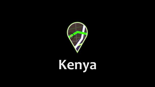 Kenya Map Road Direction Location Pin Icon Animation Map Road Direction Icon Animation