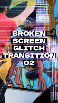 Broken Screen Glitch Transition - Vertical Version 02