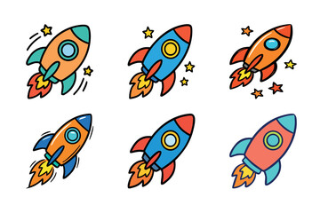 Obraz premium Rocket Ship Clipart for Space Adventure Learning and Creative Kids Designs