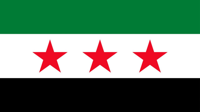 Syria Flag , Flag of Syria state symbol isolated on background national banner. Greeting card National Independence Day of the Republic of Syria. Illustration banner with realistic state flag.