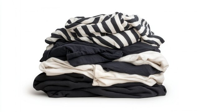 Stack of colorful folded t shirts presenting a neat pile of textile organized use and ready