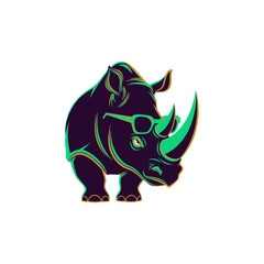 Cool Rhino Wearing Sunglasses Illustration © Cah