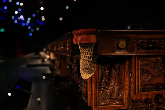 Antique Billiards Table With Ornate Wooden Carvings