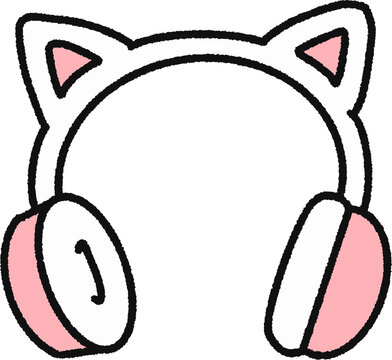 Cute pink gaming headset with cat ears isolated vector illustration