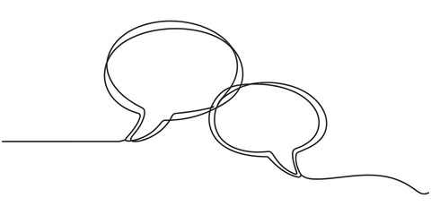 Two speech bubbles drawn with a single continuous black line © Icon_gallery