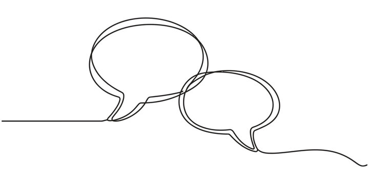 Two speech bubbles drawn with a single continuous black line