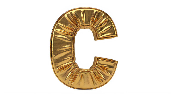 Golden Textured Large Letter C Isolated on Clear Background transparent background