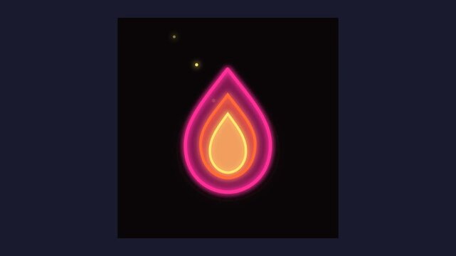 Animated Flame Loop Glowing in Dark Space Background