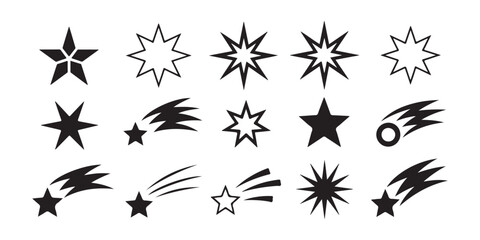 Creative vector set of stars and comet symbols for artistic graphic design and decoration purposes now. © MSTALIMA