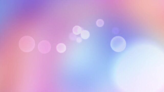 Pastel pink, soft azure blue, and lilac fluid gradient motion loop with floating translucent bokeh circles for delicate aesthetic video background